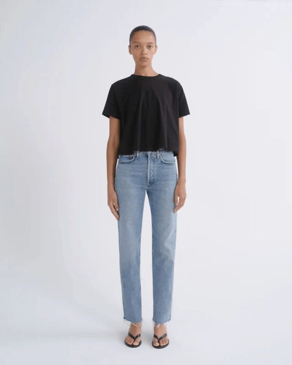 Agolde Sway Blue Denim Lana Straight Leg Relaxed Fit Jeans Women's Size 27
